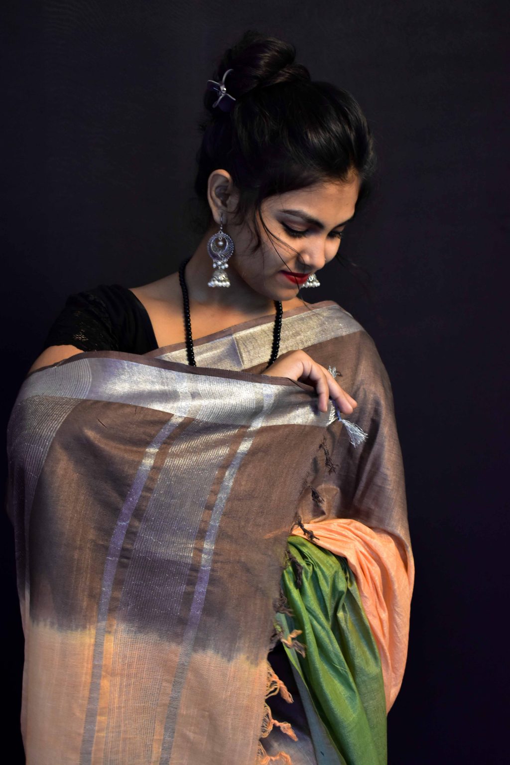 Nayanthara In Brown Linen Saree Ms Handloom