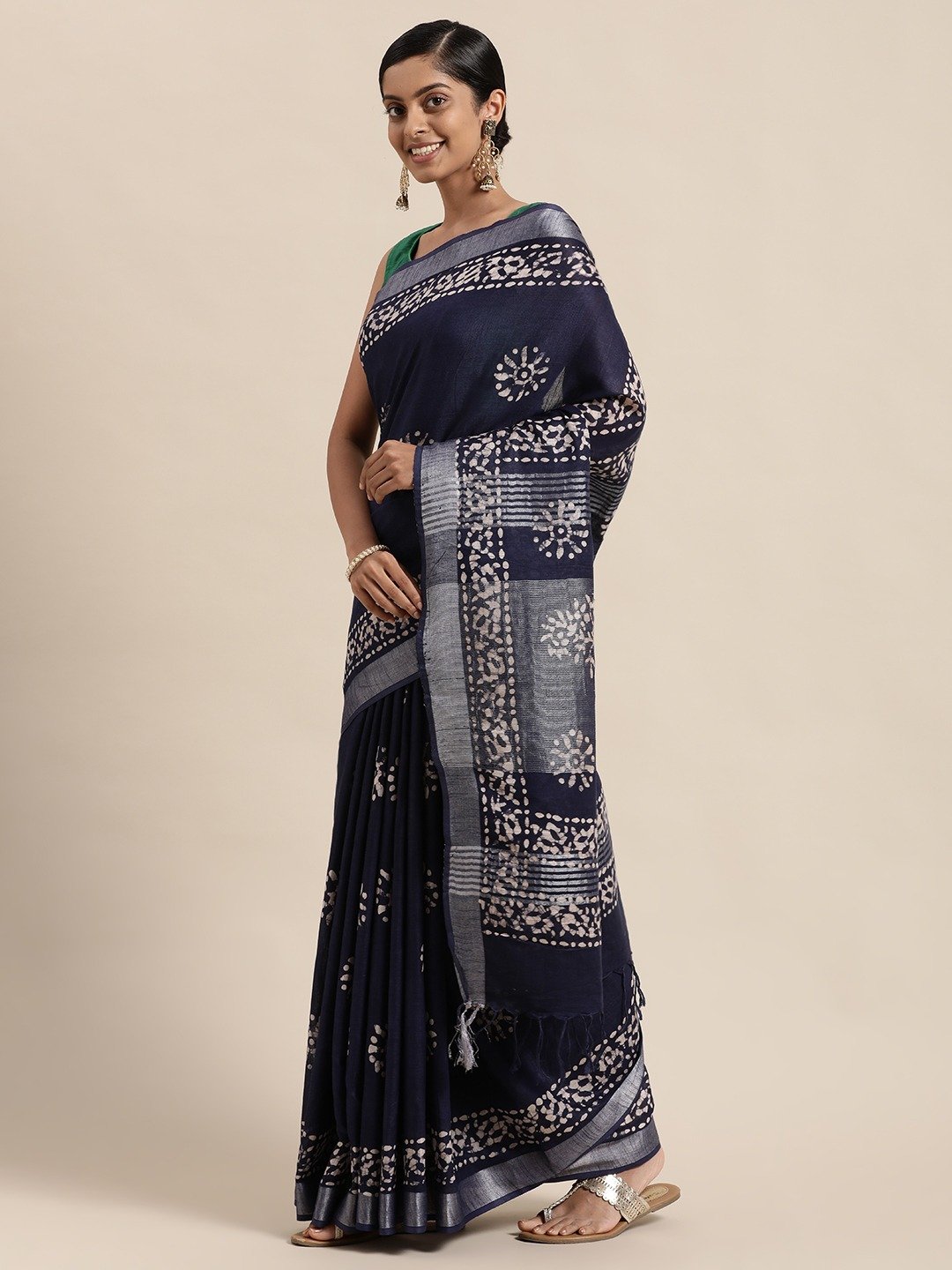 Digital Printed pure Linen saree – VIKA Boutique