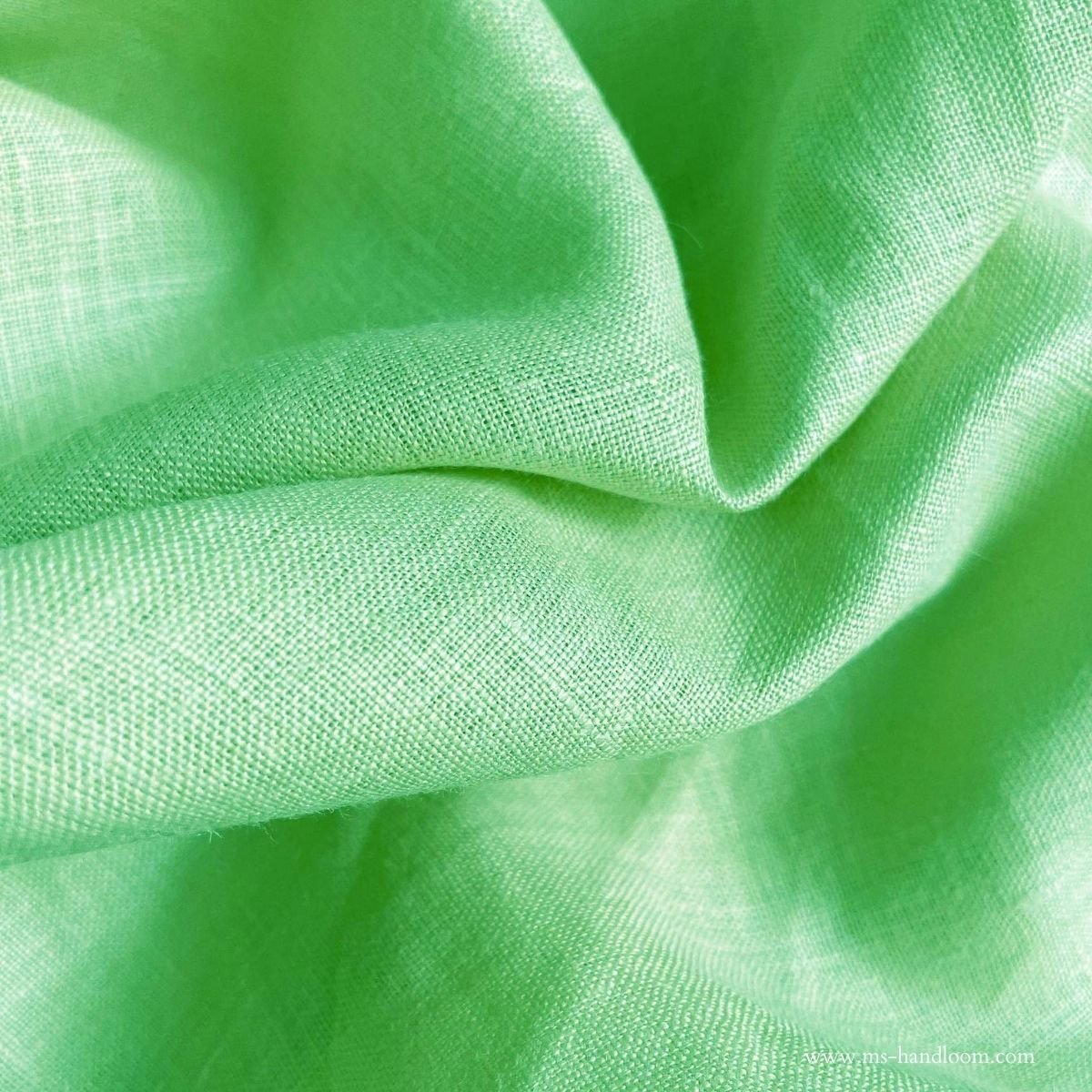 Green Color Pure Linen Fabric - MS Handloom
